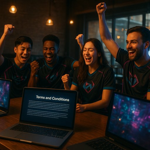 GK222 Win introductory terms screen on a laptop in a cafe